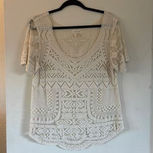Cream Embroidery Anthropologie Top